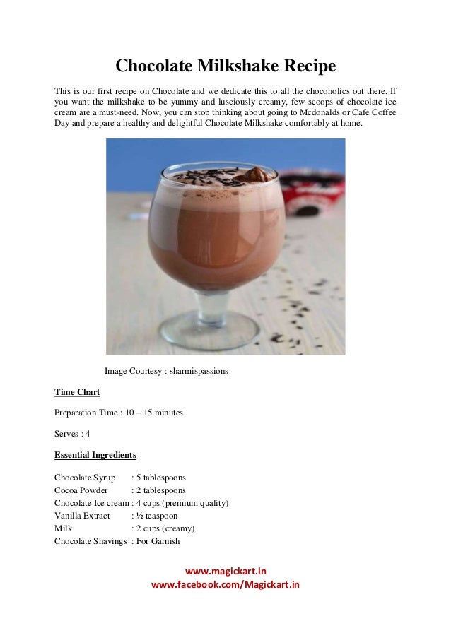 Chocolate milkshake recipe