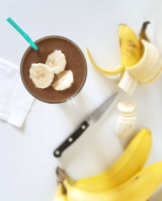 Chocolate Peanut Butter Banana Smoothie with Coffee! Gluten