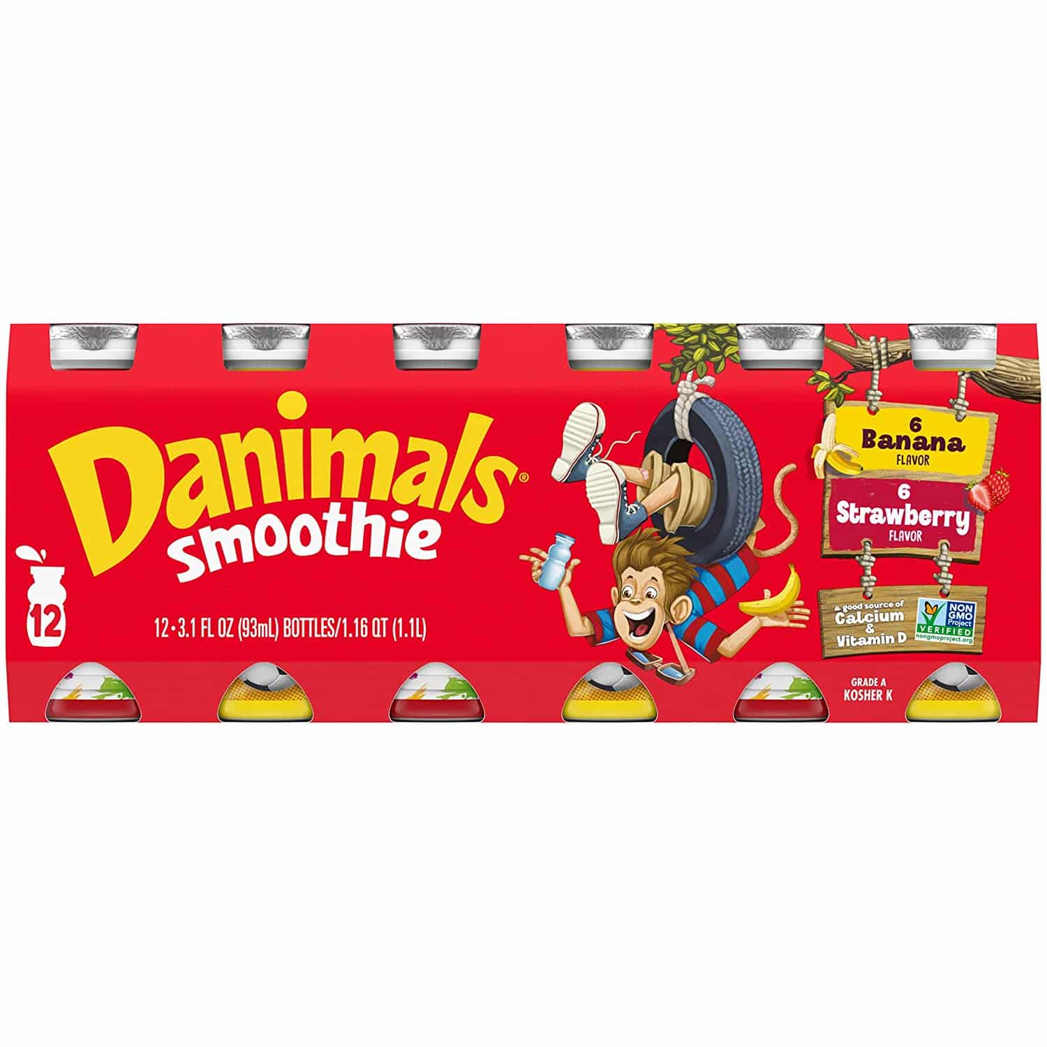 Danimals Smoothies, Strawberry Explosion &  Banana Split, Gluten