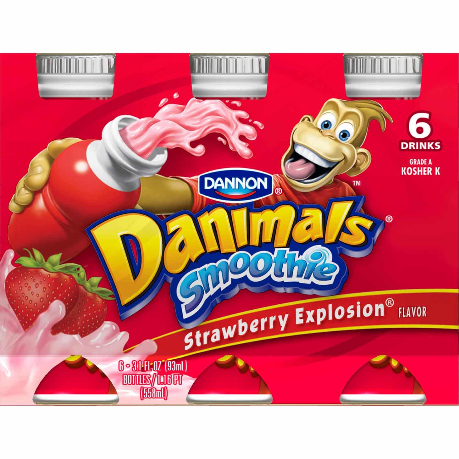 Danimals Smoothies, Strawberry Explosion, Gluten