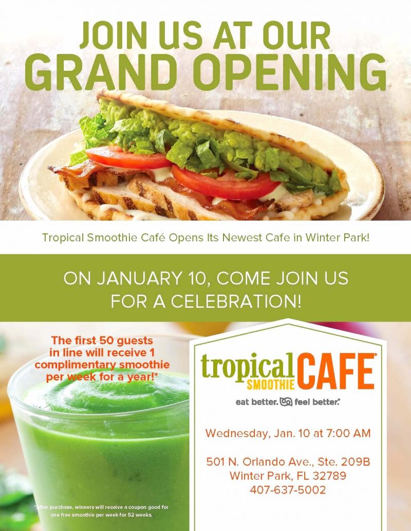 Free smoothies for a year to first 50 guests at the grand ...