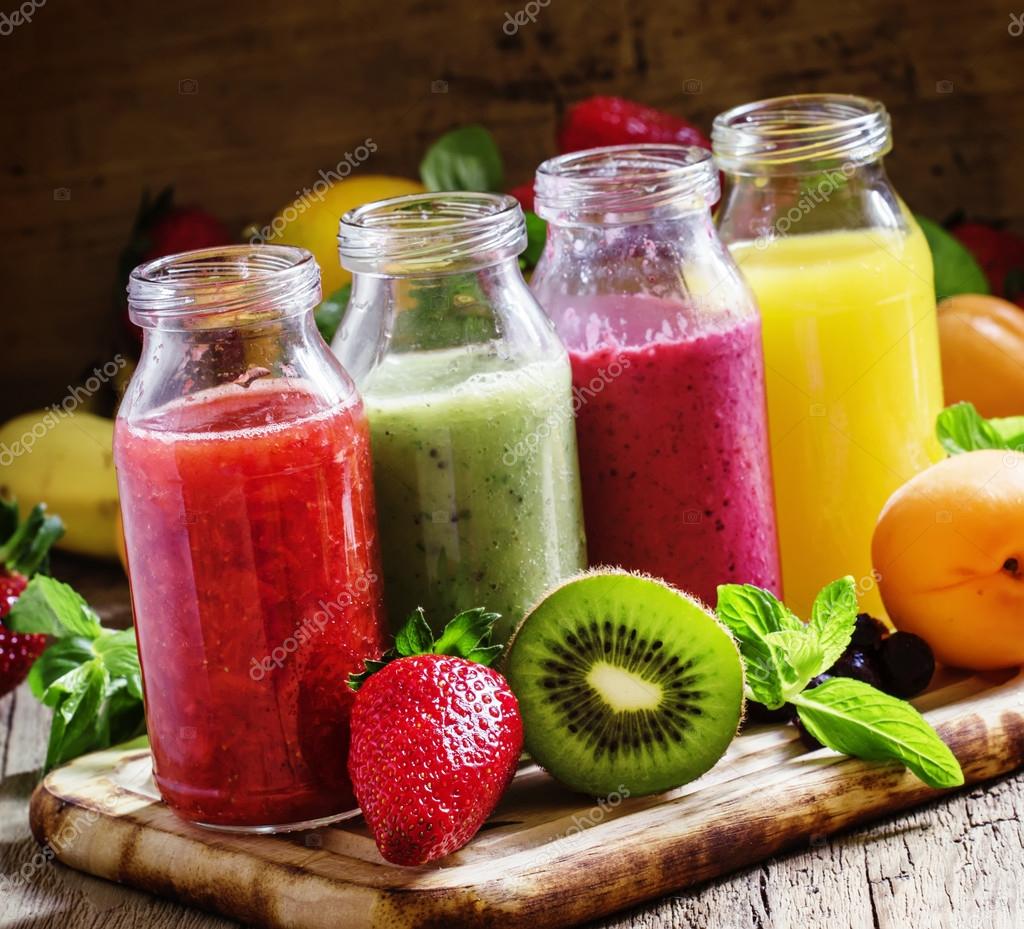 Fruit smoothies in glass bottles  Stock Photo © 5PH ...