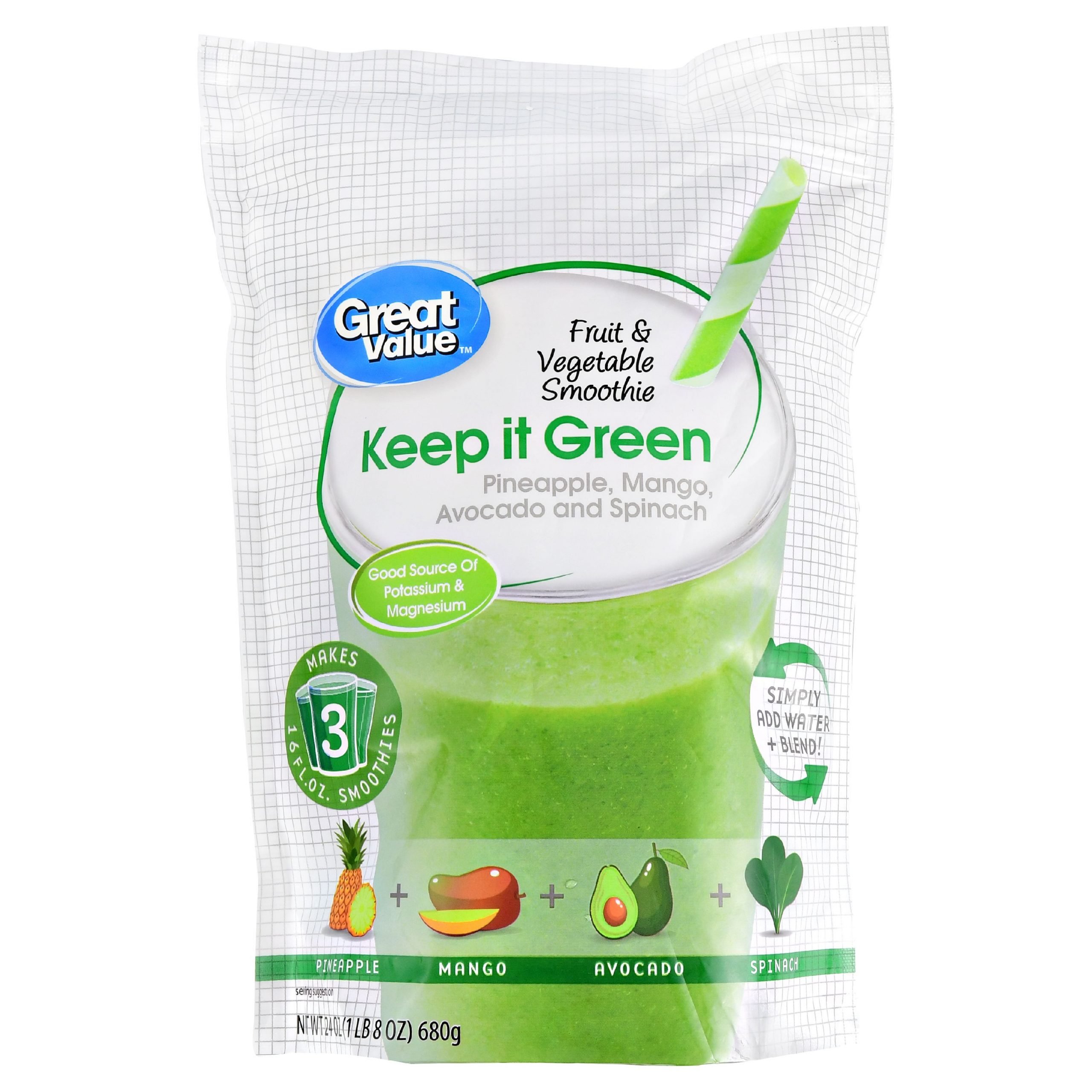 Great Value Keep It Green Fruit &  Vegetable Smoothie, 24 ...