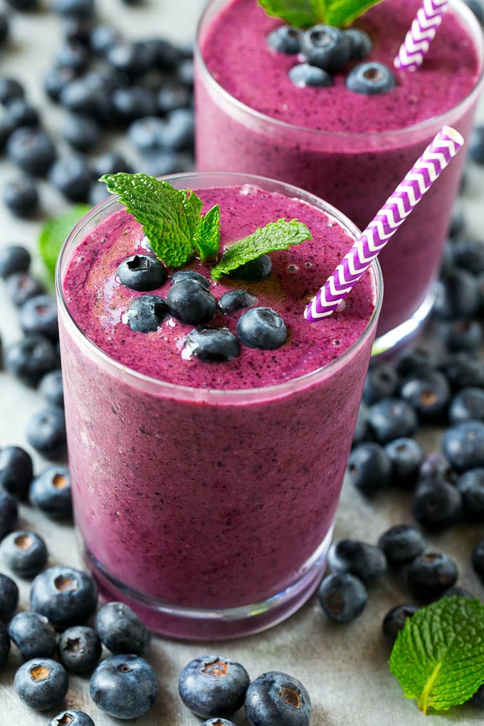 healthy blueberry smoothie with greek yogurt