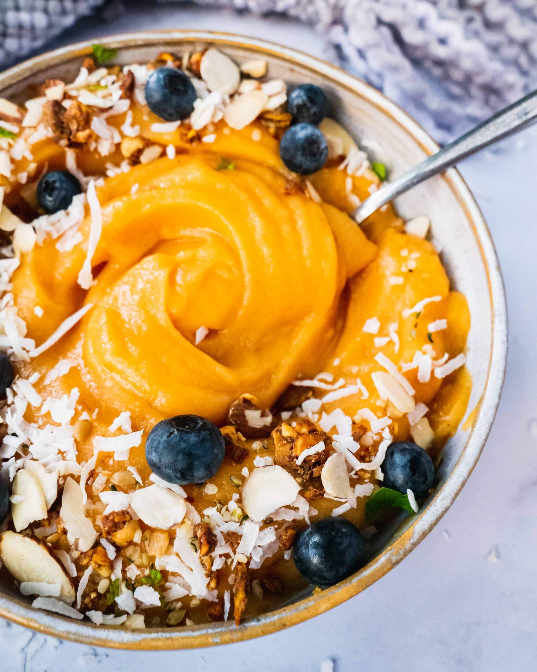 Healthy Tropical Breakfast Smoothie Bowl
