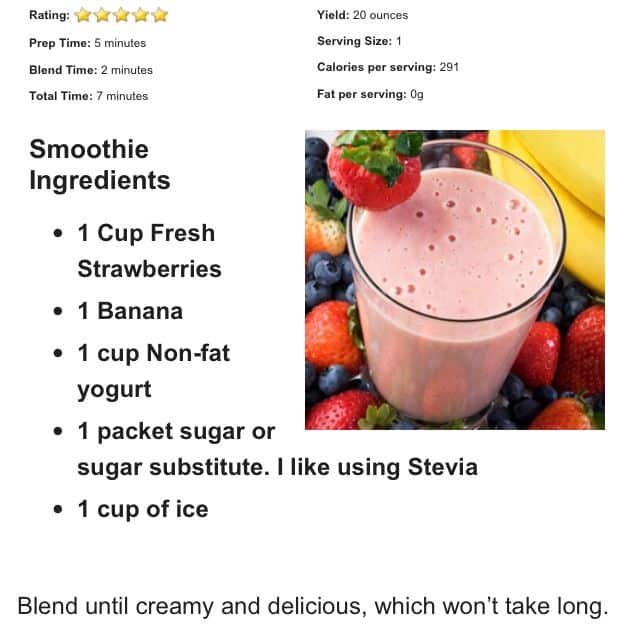 Low calorie strawberry banana smoothie