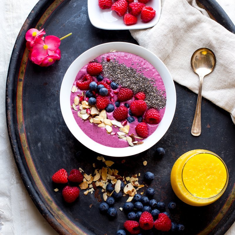 Mixed berry smoothie bowl is always a win, here