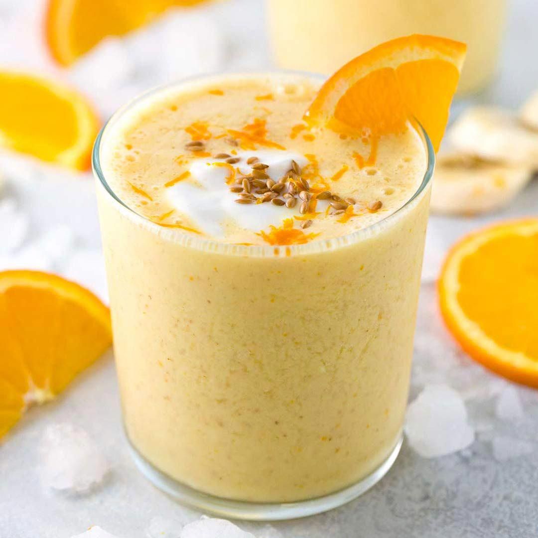 Orange Julius smoothie made with whole fruits, yogurt ...