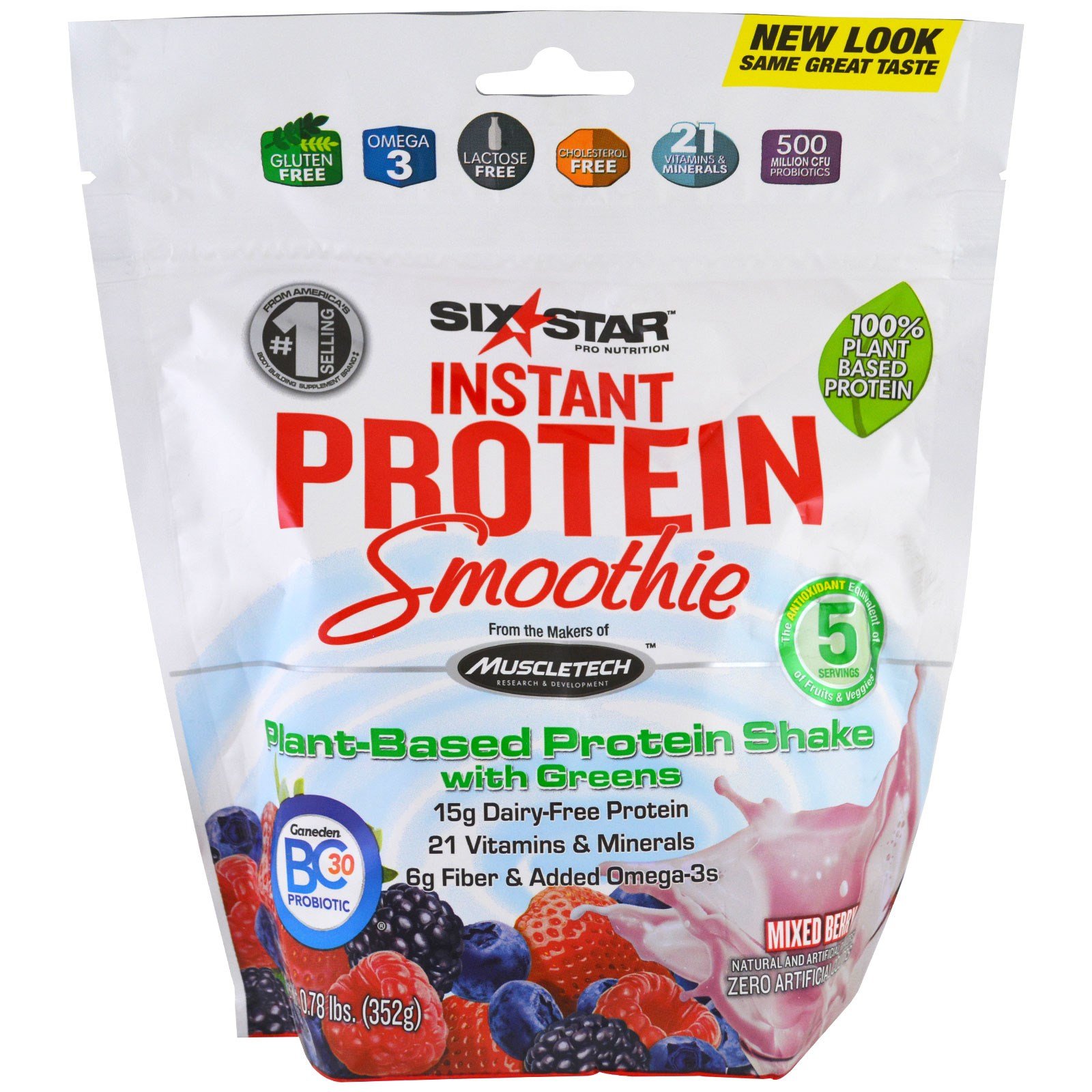Six Star, Instant Protein Smoothie, Mixed Berry, 0.78 lbs (352 g)