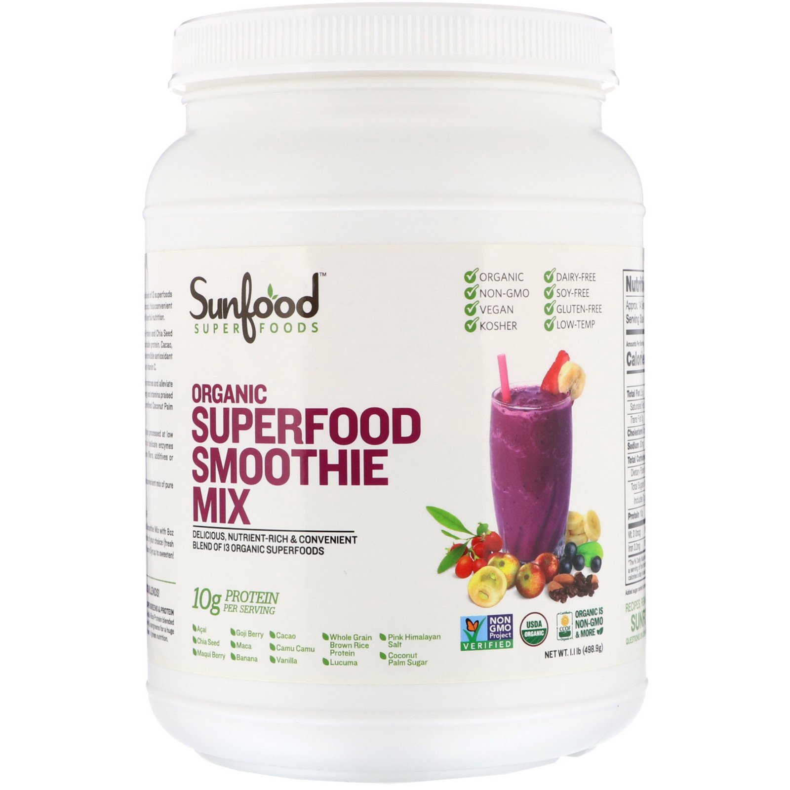 Sunfood, Organic Superfood Smoothie Mix, Original, 1.1 lb (498.9 g)
