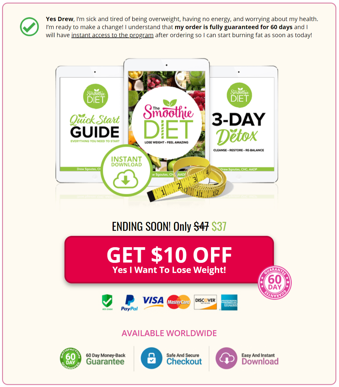 the smoothie diet 21 day program order page