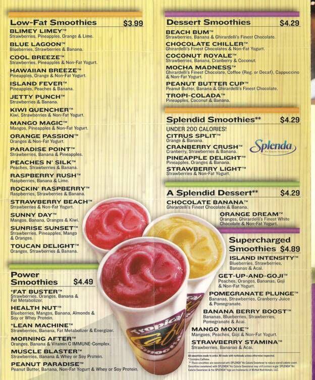 The top 23 Ideas About Tropical Smoothie Menu Smoothies