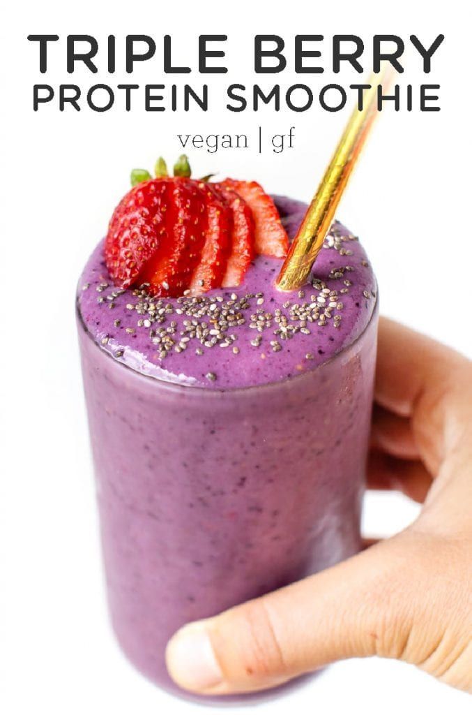 This delicious triple berry protein smoothie is the ...