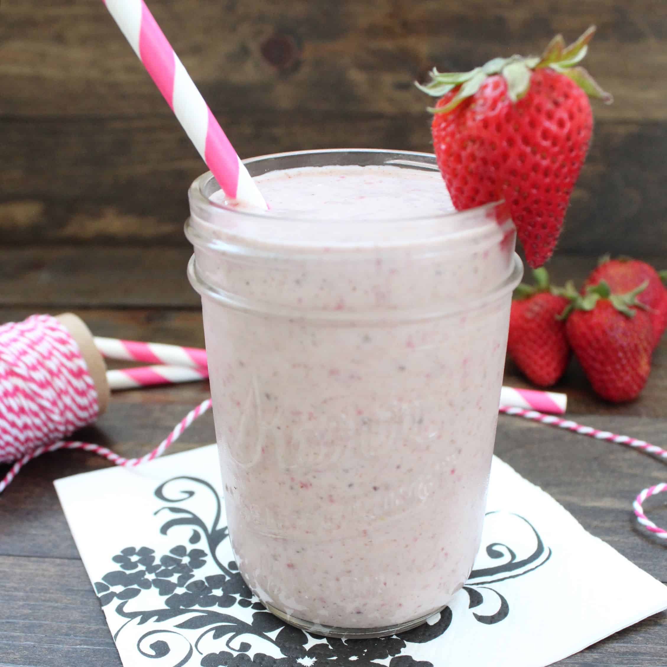 This strawberry smoothie is boosted with protein from both almond milk ...