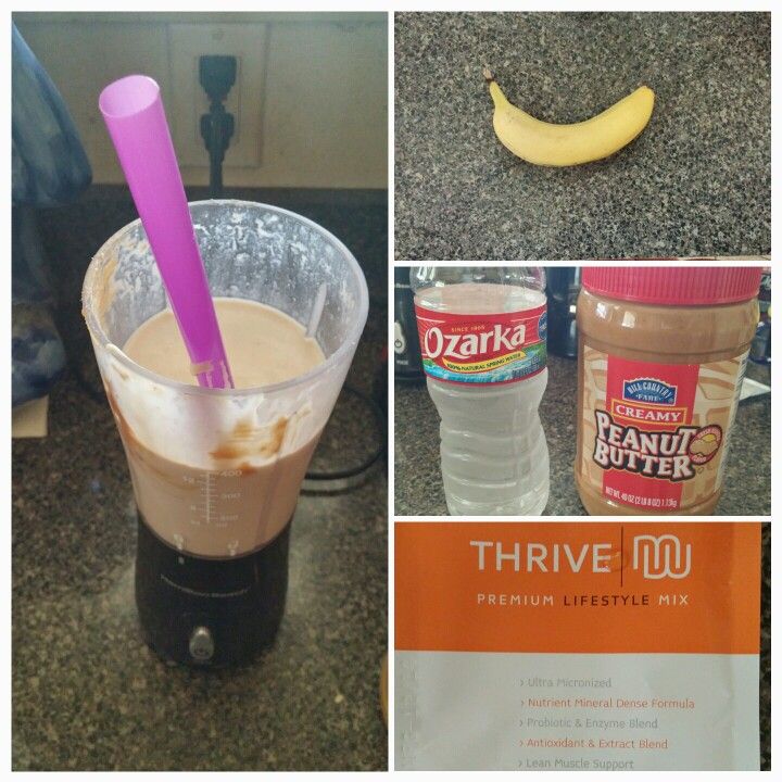 Thrive by LeVele Smoothie made with frozen banana, scoop of peanut ...