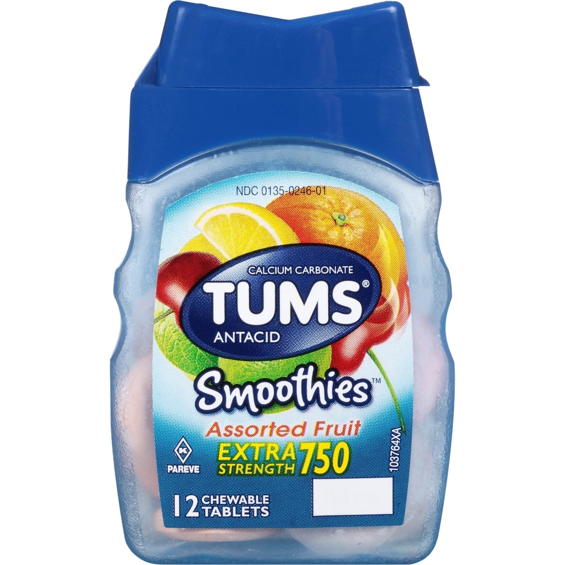 Tums Smoothies Assorted Fruit Chewable Tablets 12 Ct.