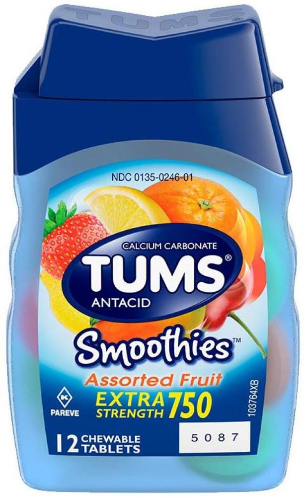 Tums Smoothies Assorted Fruit Extra Strength 750 12 ...
