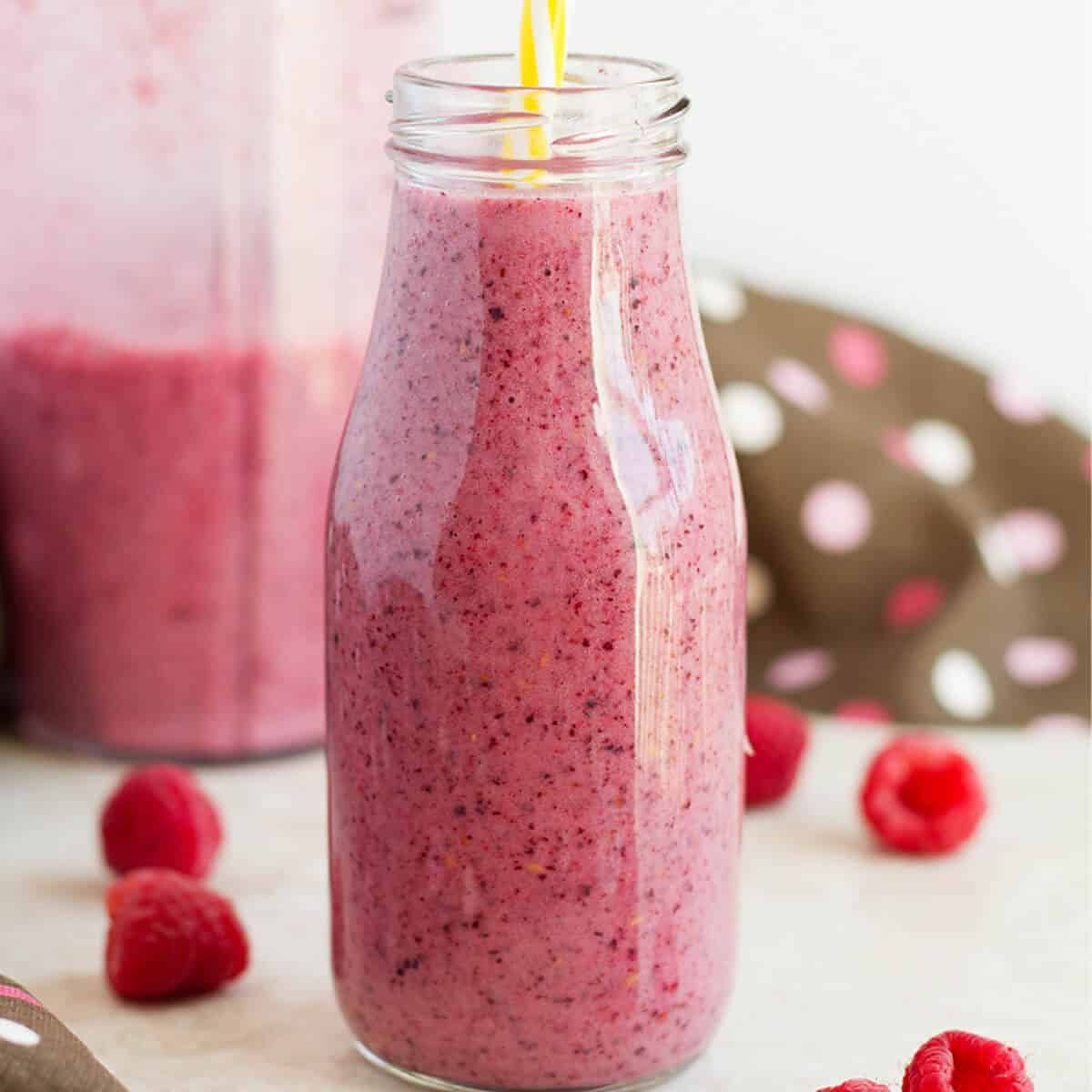Vegan and dairy free mixed triple berry smoothie recipe made with ...